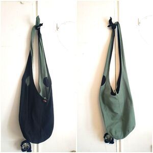 Handmade LINEN boho hobo bag reversible crossbody